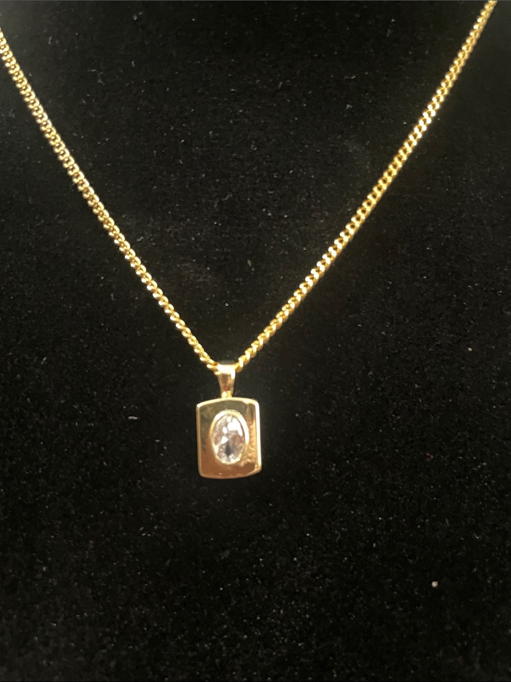Delicate Gold Rectangle Pendant Necklace for Women - Picture 2 of 3
